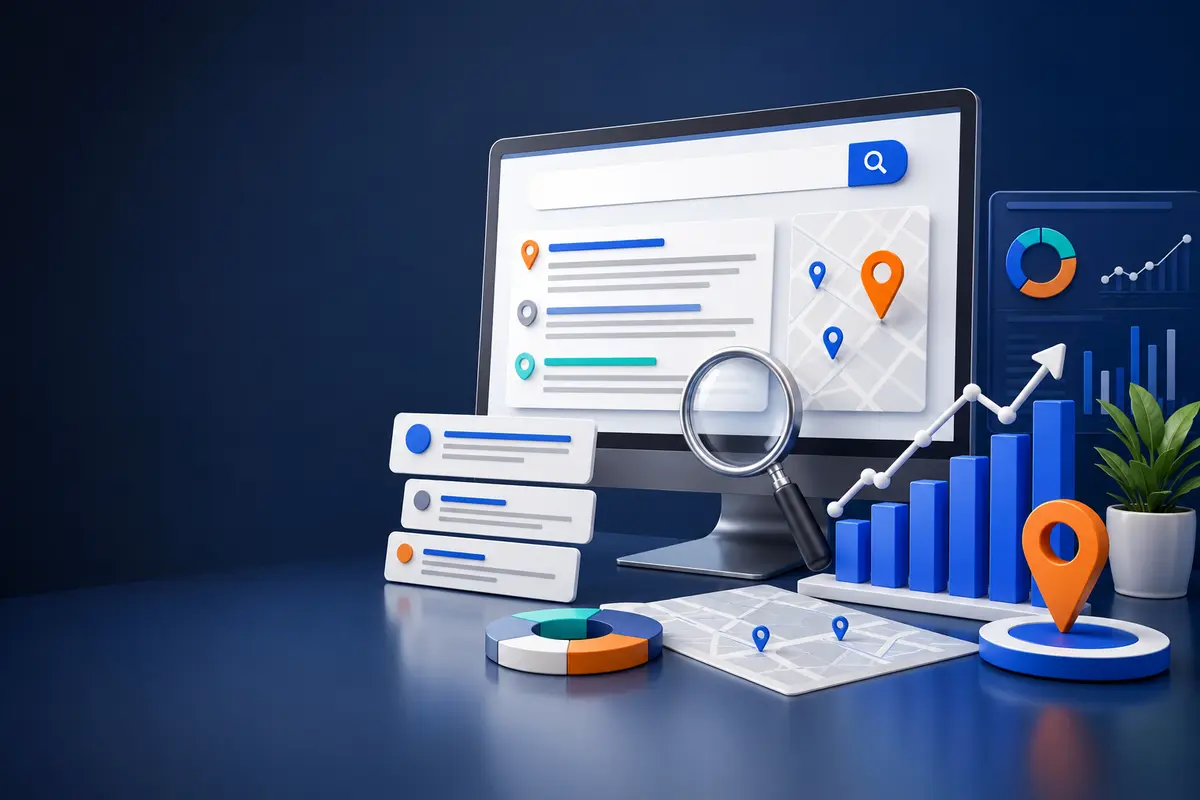 SEO and local search services with ranking and location analysis