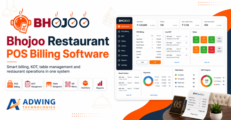 Bhojoo Restaurant POS Billing Software by Adwing Technologies