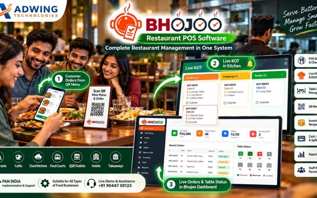 Bhojoo Restaurant POS Software in India | Billing, KOT, QR & Inventory