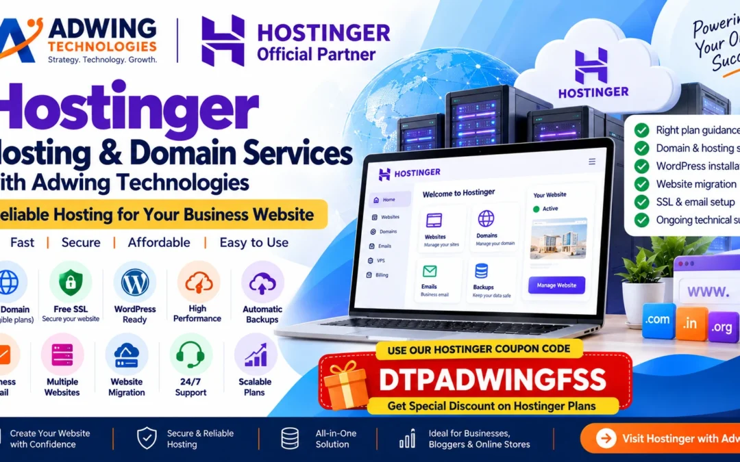 Hostinger Hosting Services with Adwing Technologies | Use Coupon DTPADWINGFSS